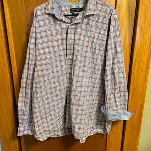 Ralph Lauren Men's Pink and Blue Checkered Shirt